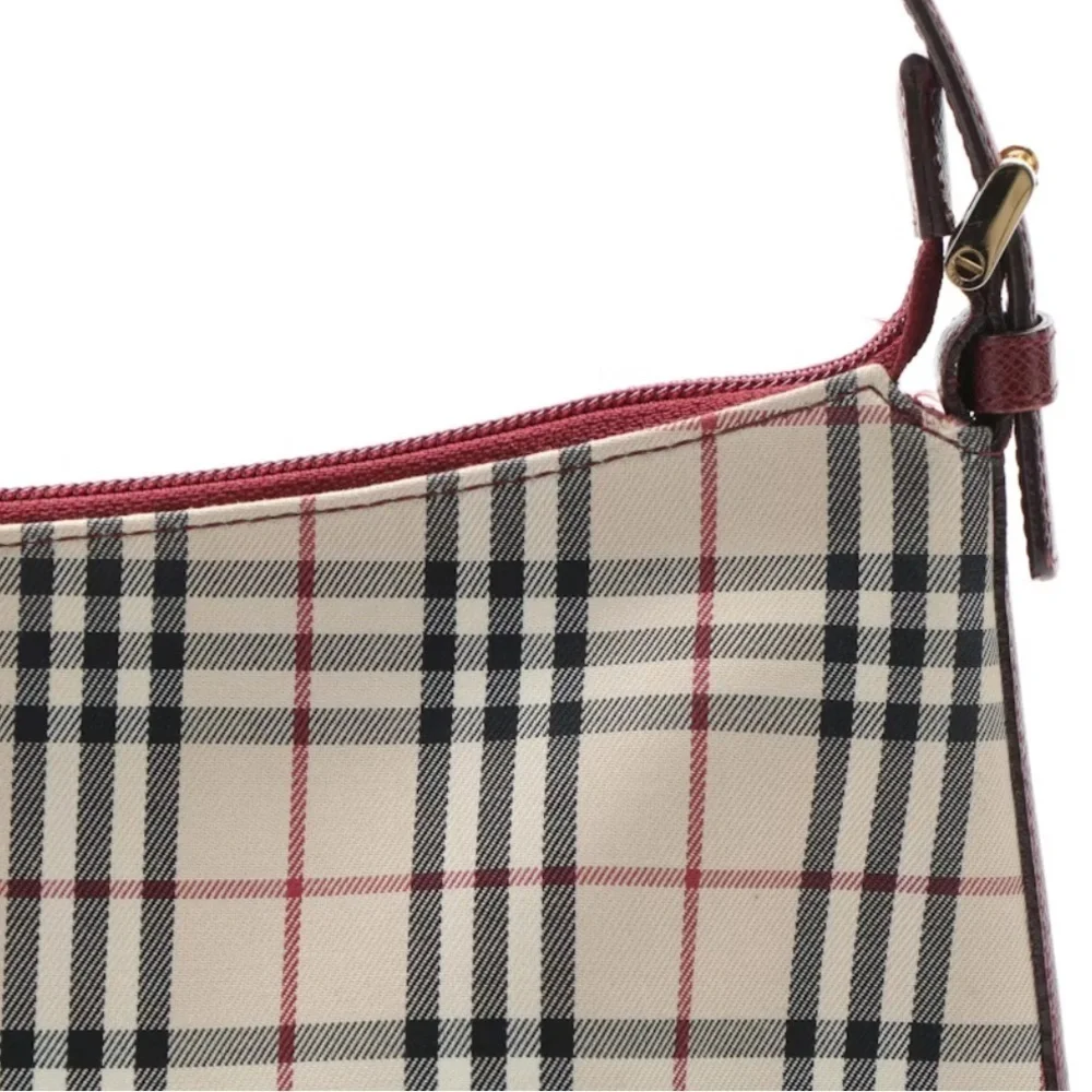Burberry burgundy leather and house check shoulder bag with COA! - Picture 7 of 9